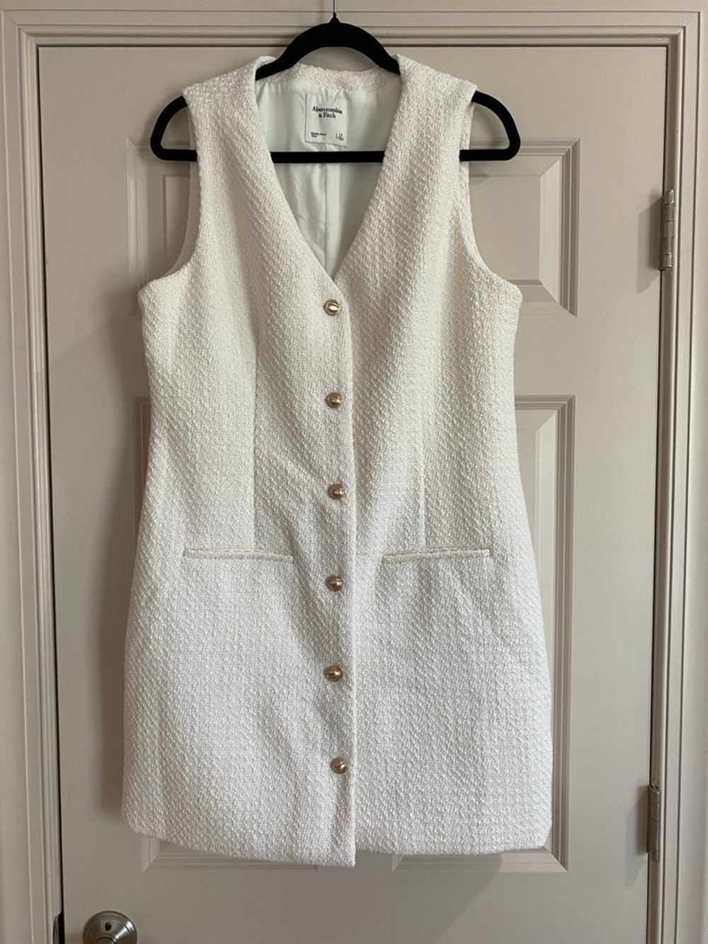 Abercrombie & Fitch Mara Tweed Button-Front Vest Mini Dress
